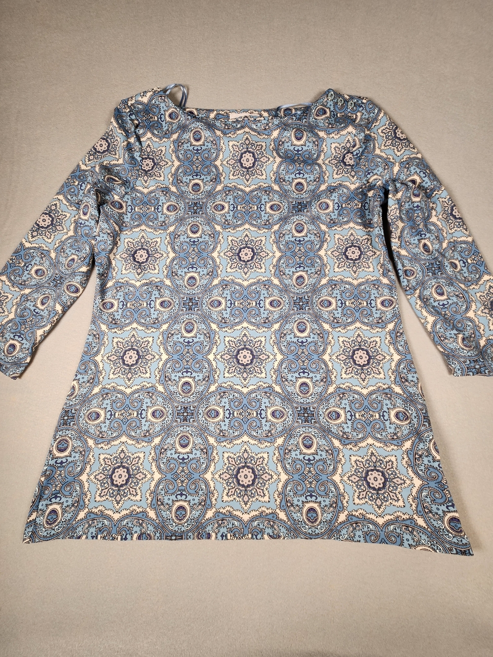 Charter Club Blue and Cream Paisley Shift Top